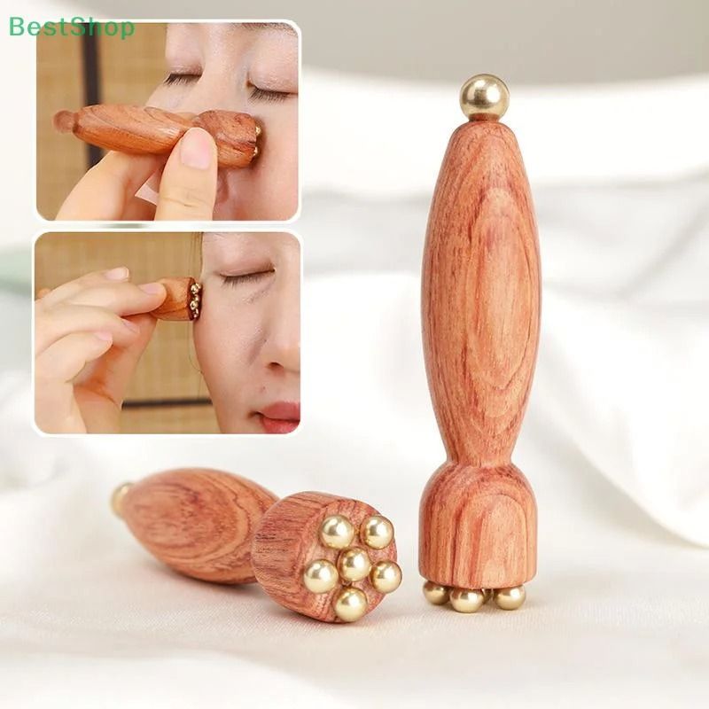 Lotus Seedpod Brass Gua Sha Facial Tool Rosewood Eye Massage Wand