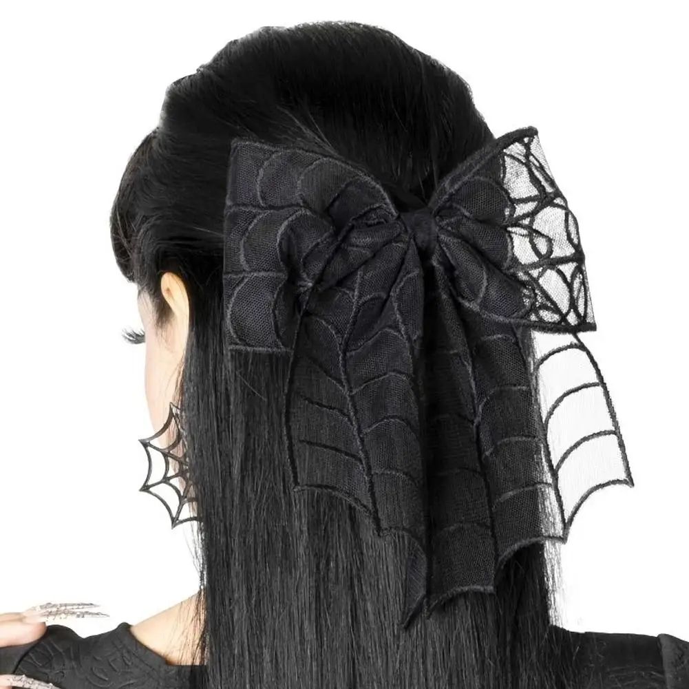 Halloween Spider Web Bow Hair Clips