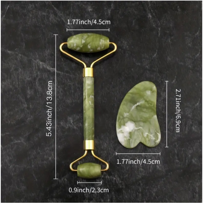 Face Jade Scraping Board Roller Massager, Natural Jade Eye Beauty Bar for Skin Care, Law Tattoo Recovery & Stress Relief