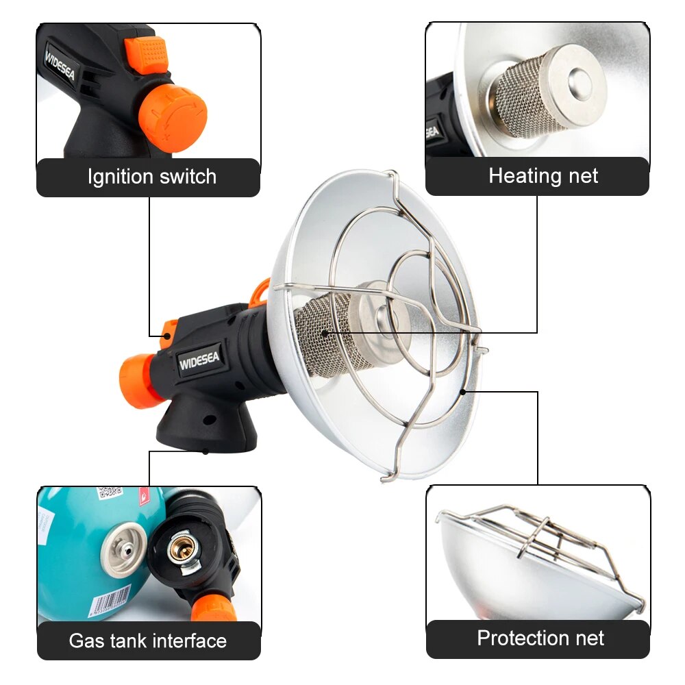 Widesea Portable Stainless Steel Camping Heater Gas Burner for Outdoor Stove, Winter Survival & Hiking Heating
