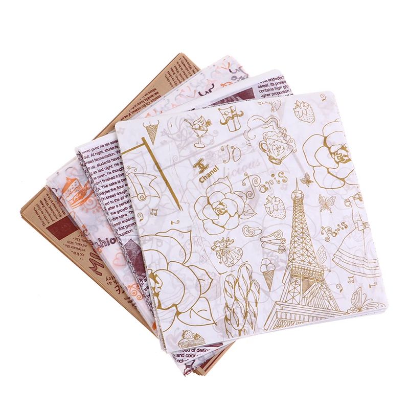 Food-Grade Oil Proof Paper Sheets (50pcs) – Bento Cake Box Liners & Burger Wrapping Paper, Greaseproof Baking Paper