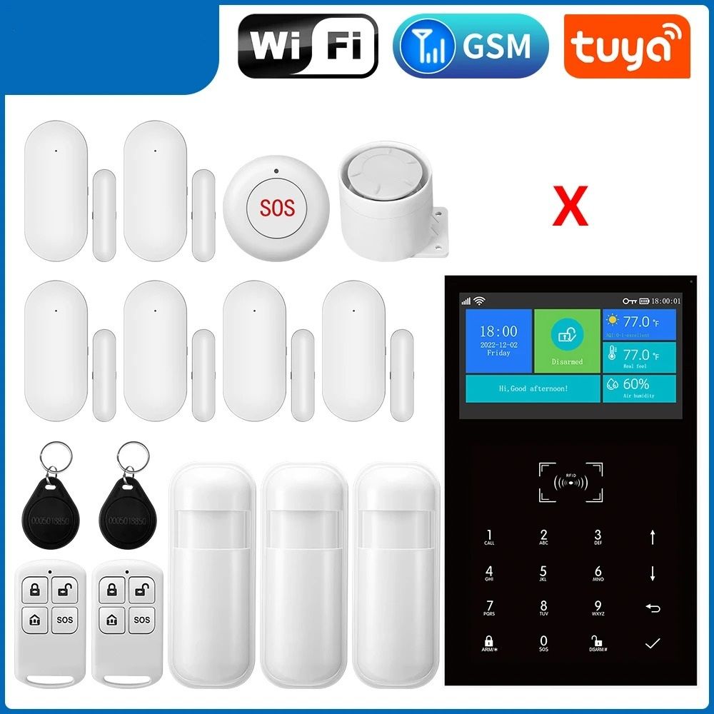4.3-Inch Smart Home Security Hub - WiFi & GSM Alarm with Temperature Display