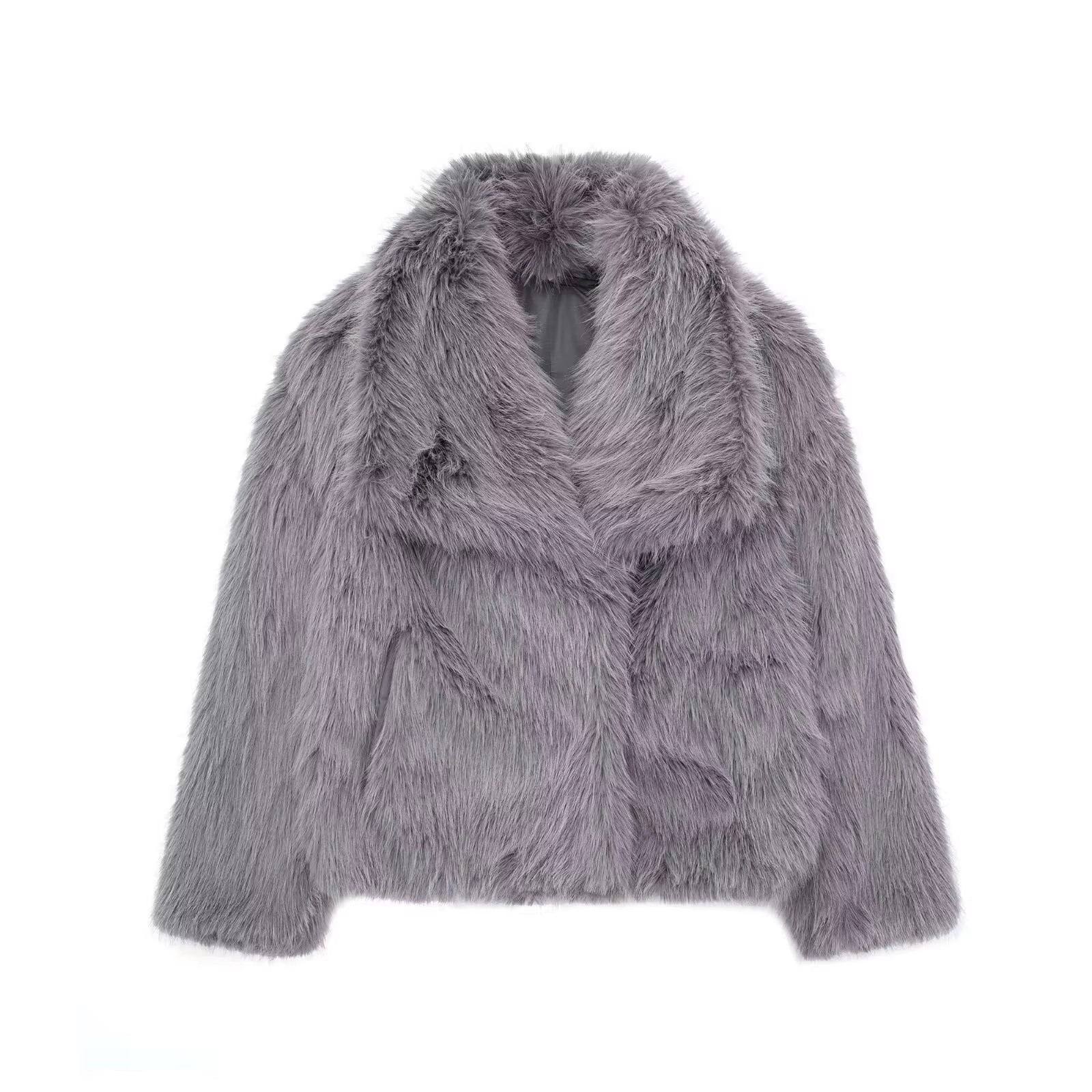 HH Women Elegant Faux Fur Coat Warm Fluffy Loose Long Sleeve Lapel Jacket Autumn Winter Fashion High Street Lady Outerwear