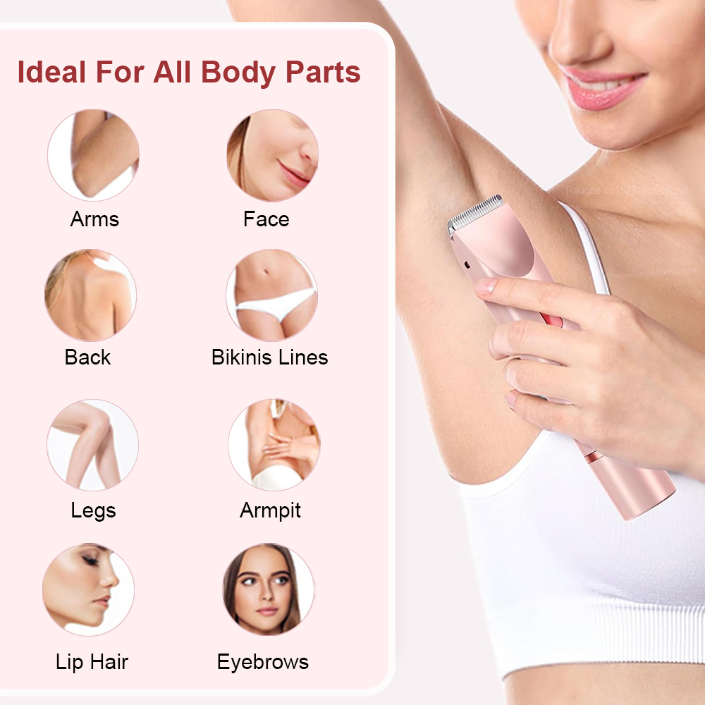 Electric Razors for Women 2in1, Painless Bikini Trimmer & Facial Shaver for Ladies, Body, Underarms, Legs
