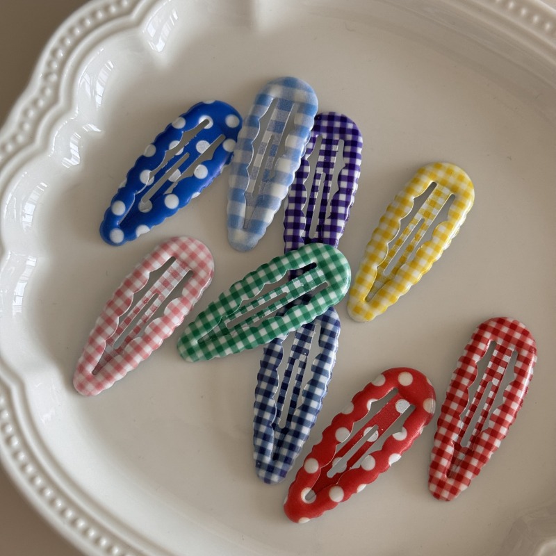 Water Droplet Barrettes for Baby Girls – Wavy Edge Plaid BB Clip Hair Accessories