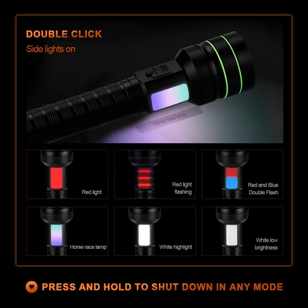 Ultra Bright LED Tactical Flashlight USB Rechargeable Long-Range Lantern