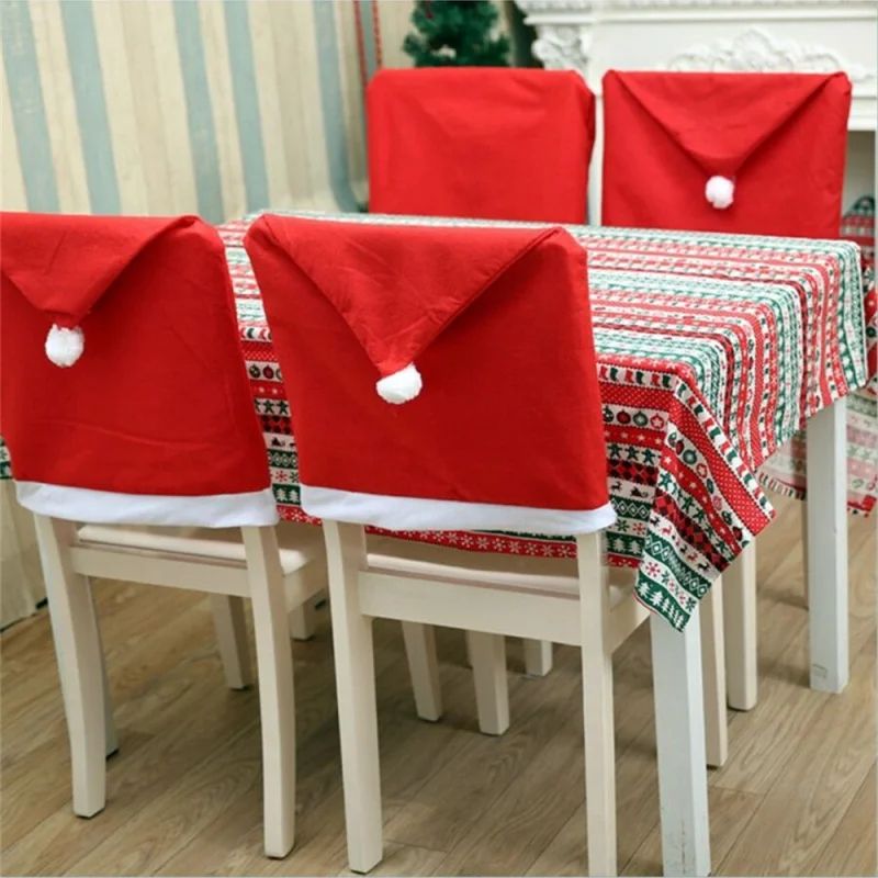4pcs Christmas Chair Covers Festive Holiday Dining Chair Decor Set