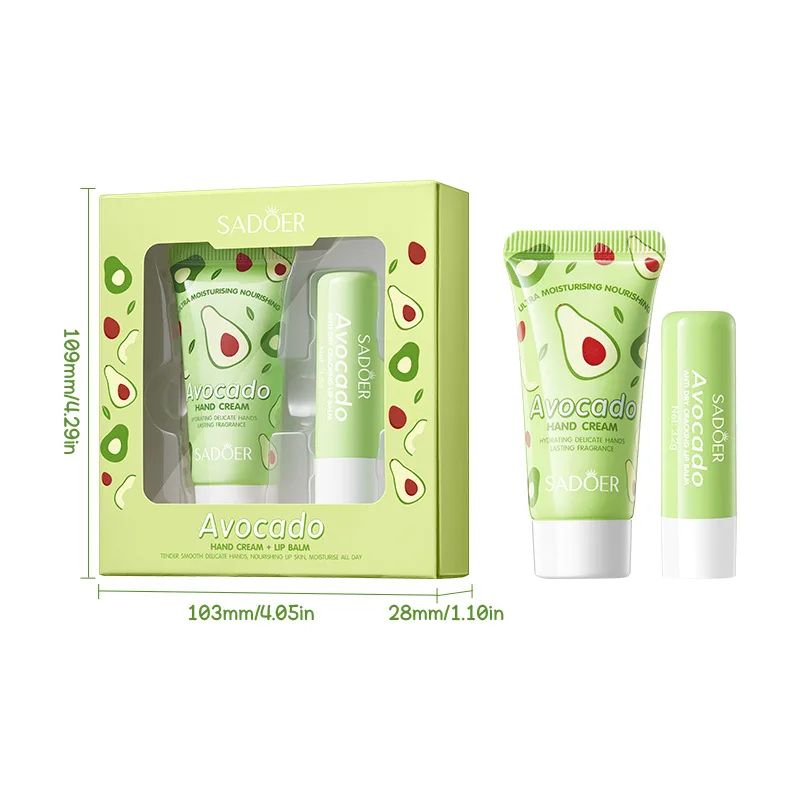 Avocado Hand Cream and Lip Balm Set Moisturizing Hand and Lip Care Kit