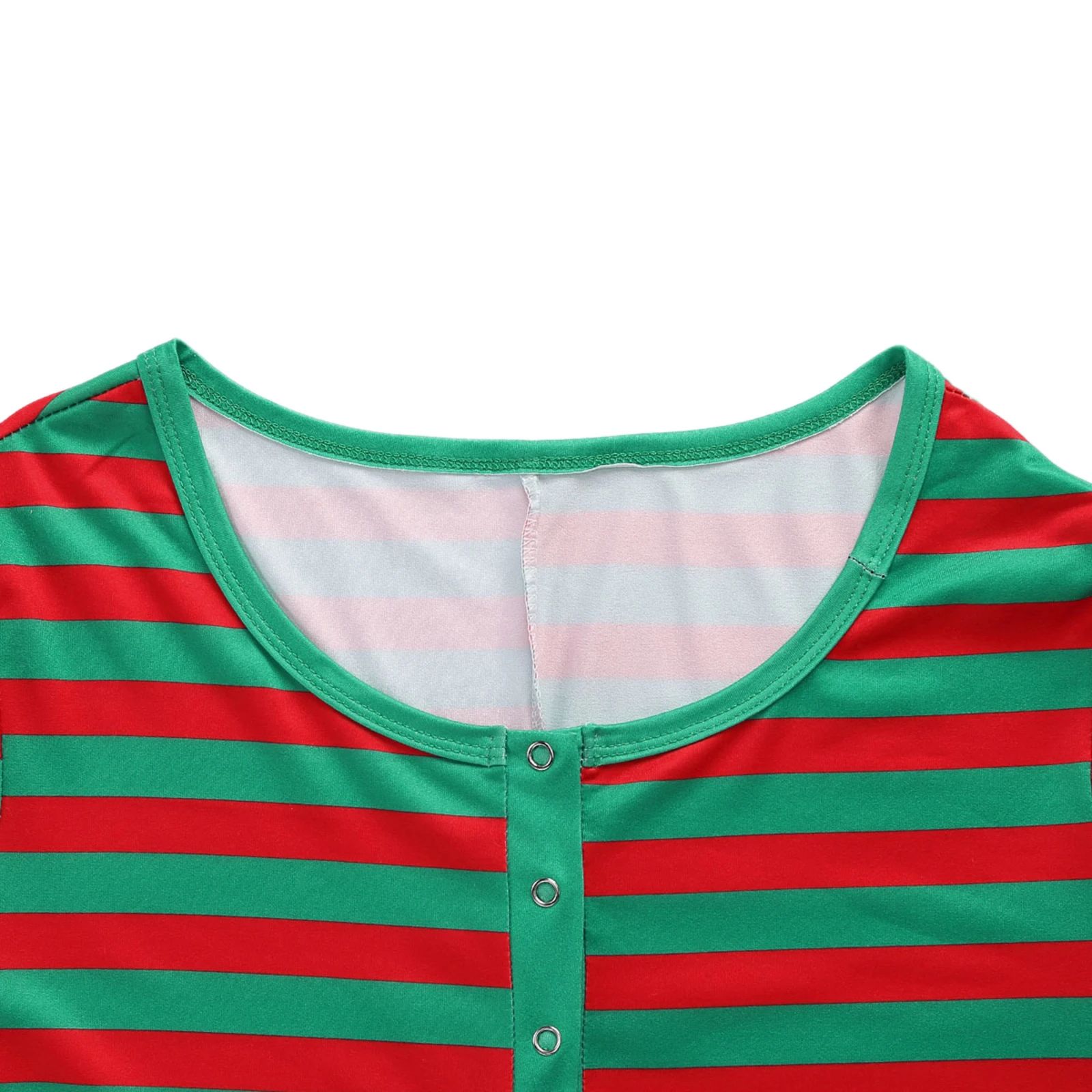 Cozy Striped Button-Front Womens Pajama Romper – Long Sleeve Christmas Lounge Jumpsuit Sleepwear
