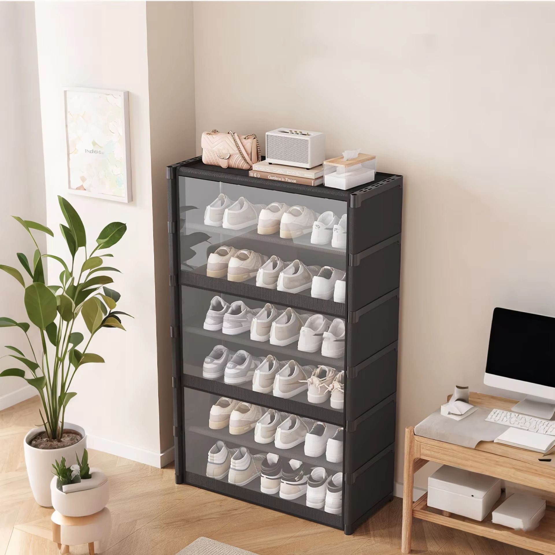 Multi-Layer Shoe Storage Cabinet – Dustproof Shoe Rack Organizer with Clear Lid & Space-Saving Design