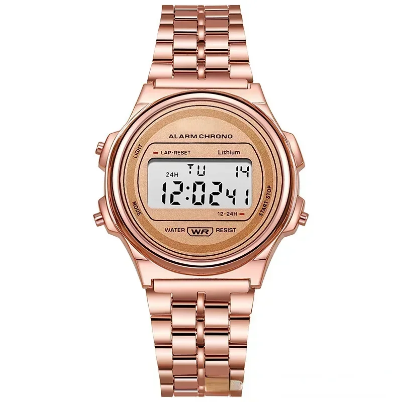 Luxury Retro Square Electronic Digital Watches Women Men Watch Rose Gold Silver Ladies Wristwatches