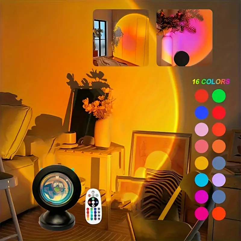 Dimmable Mini Sunset Lamp, Colors with Remote Control for Selfie, Home, and Bedroom Decor