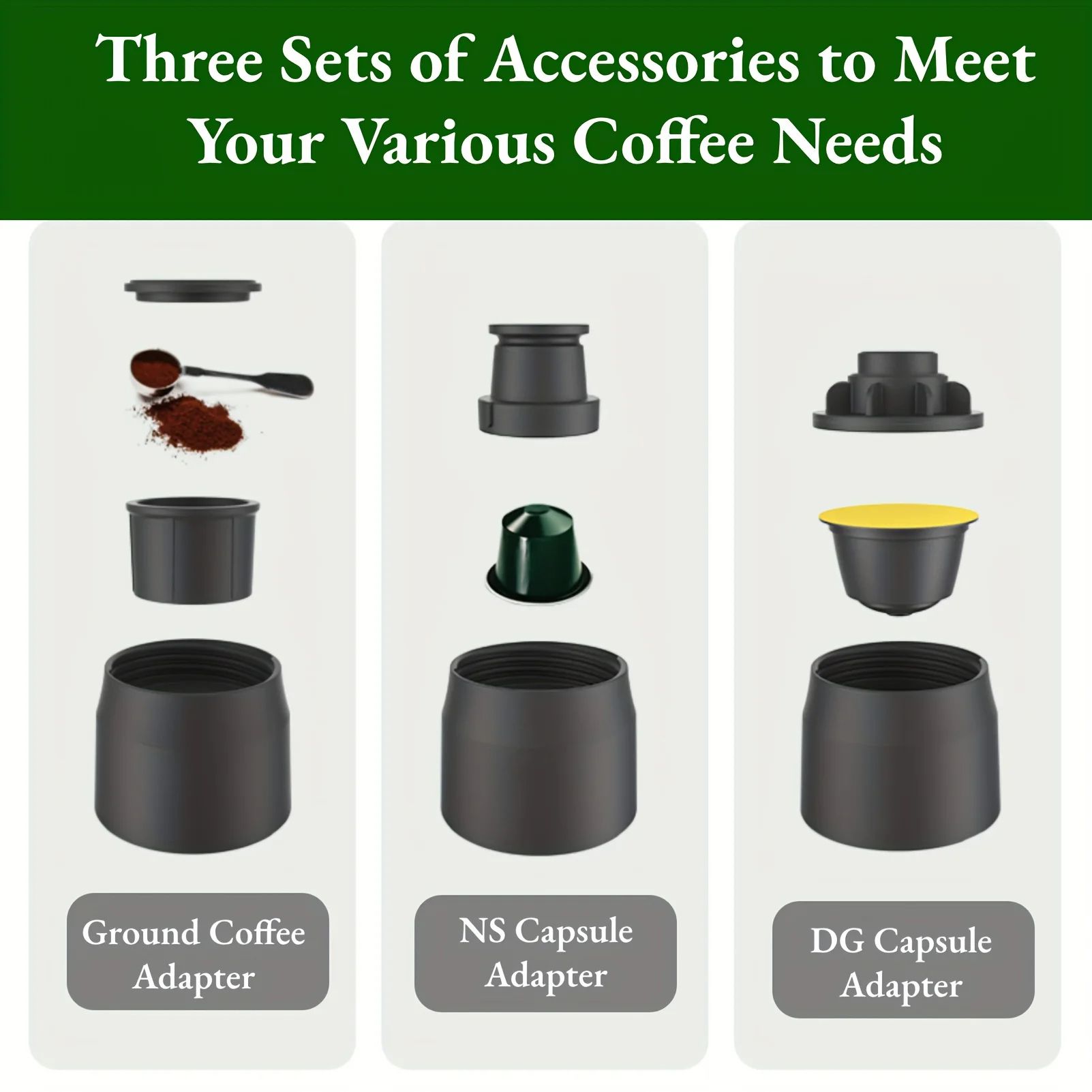 3-In-1 Portable Coffee Machine Hot/Cold Water, Manual Espresso Maker for Capsule & Ground Coffee