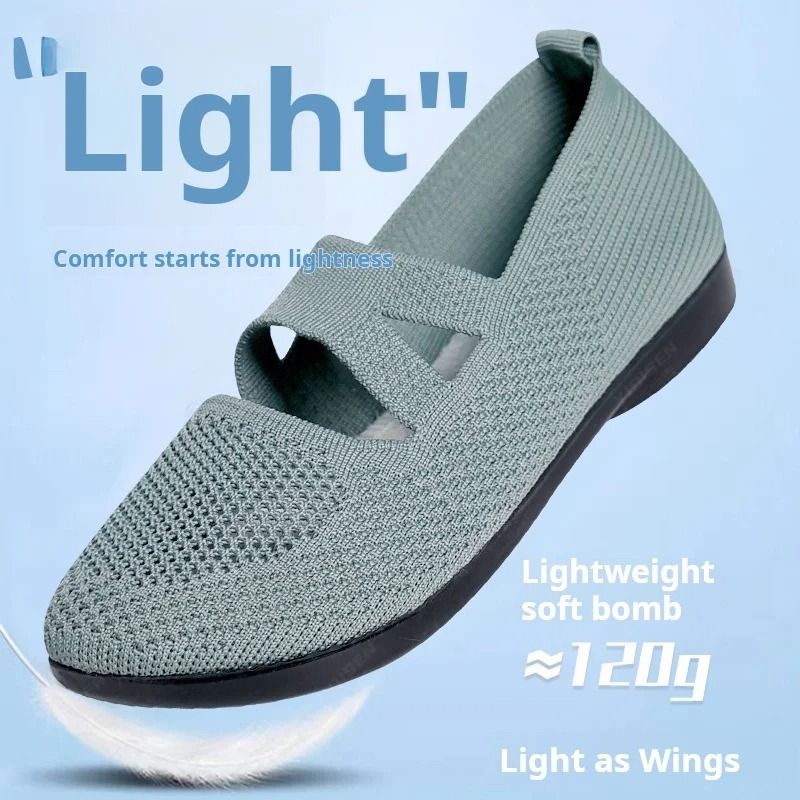 Womens Elastic Knitted Slip On Flats