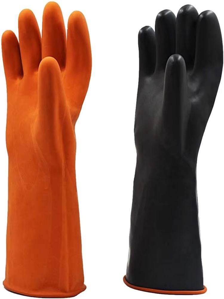Extra-Long Rubber Cleaning Gloves, 14-inch Dishwashing and Household Scrub Gloves