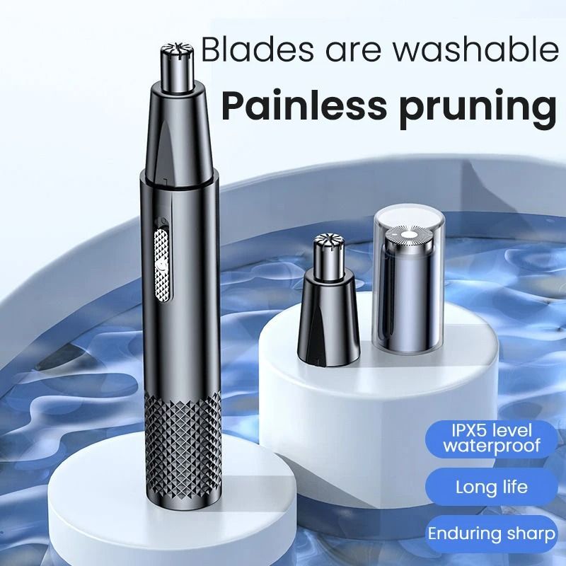 Rechargeable Nose Hair Trimmer With Dual-Use Design And Washable Blades