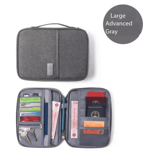 Travel Document Organizer Waterproof RFID Passport Holder with Zipper Pocket
