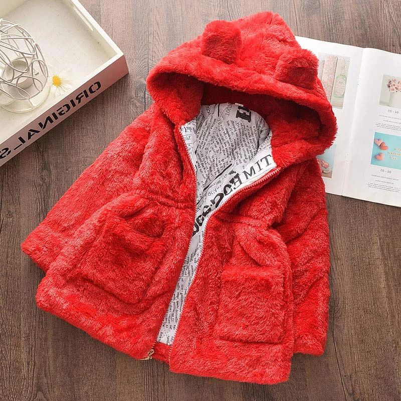 Baby Girls Faux Fur Hooded Winter Coat