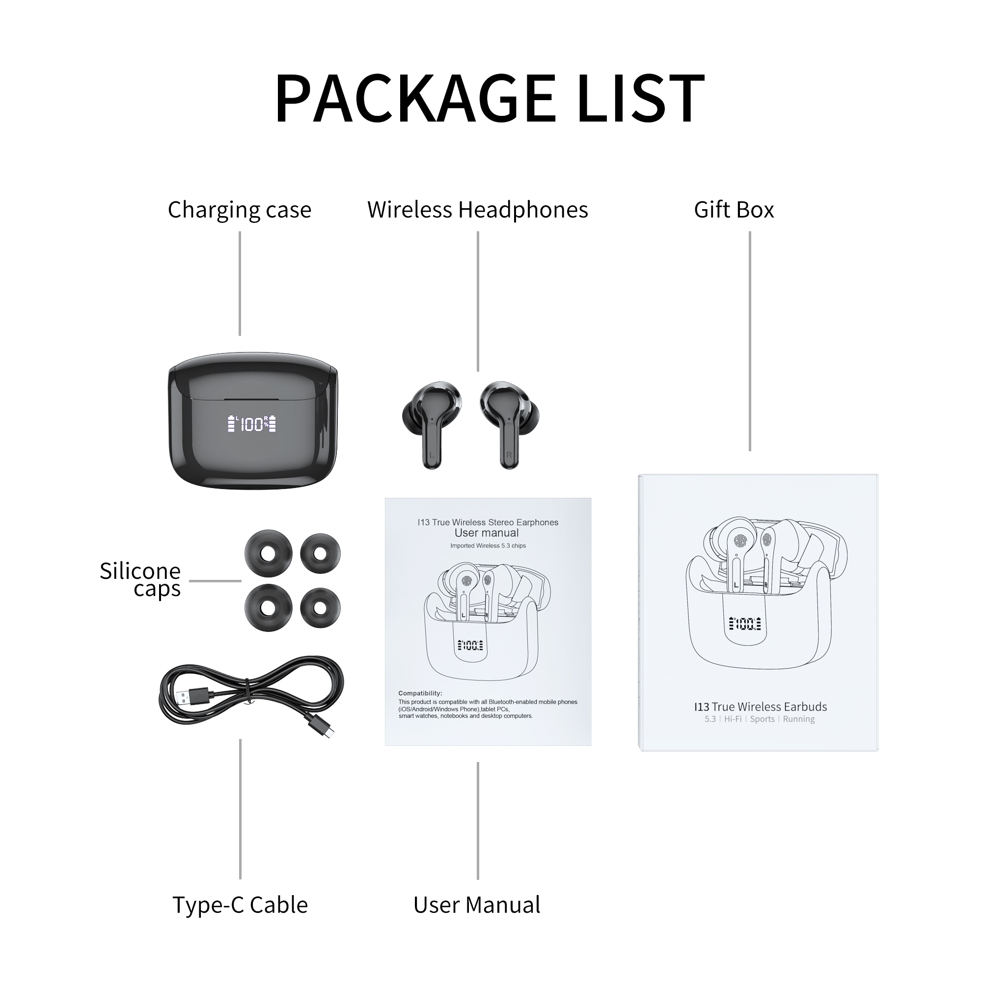 Wireless Earphones Touch BLAST Earbuds with Digital Display and TWS Noise Cancellation Bluetooth Headset