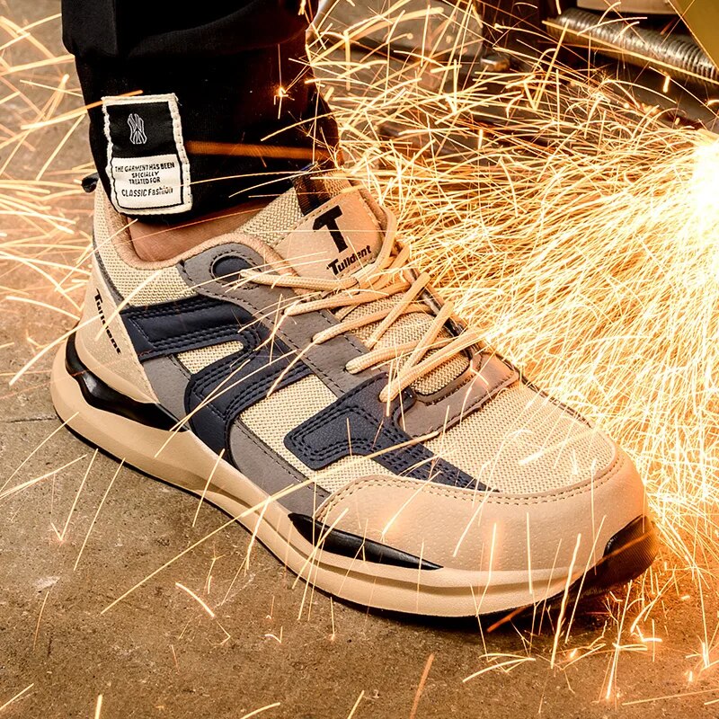 Mens Safety Shoes, Steel Toe Work Sneakers, Puncture Proof Work Boots, Indestructible Lightweight Security Footwear