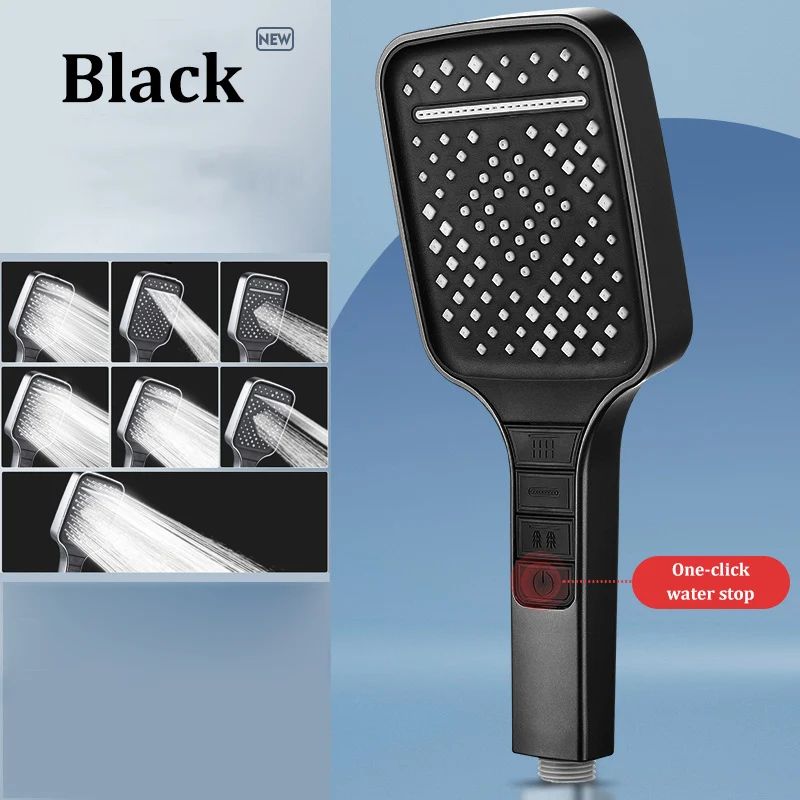 High Pressure Shower Head 7 Mode Adjustable Water Saving Shower Set