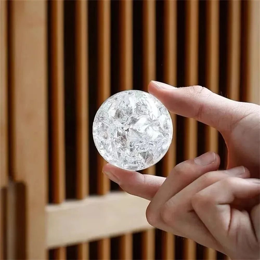 Ice Crack Glass Crystal Ball Decor Feng Shui Crystal Sphere for Home and Aquarium