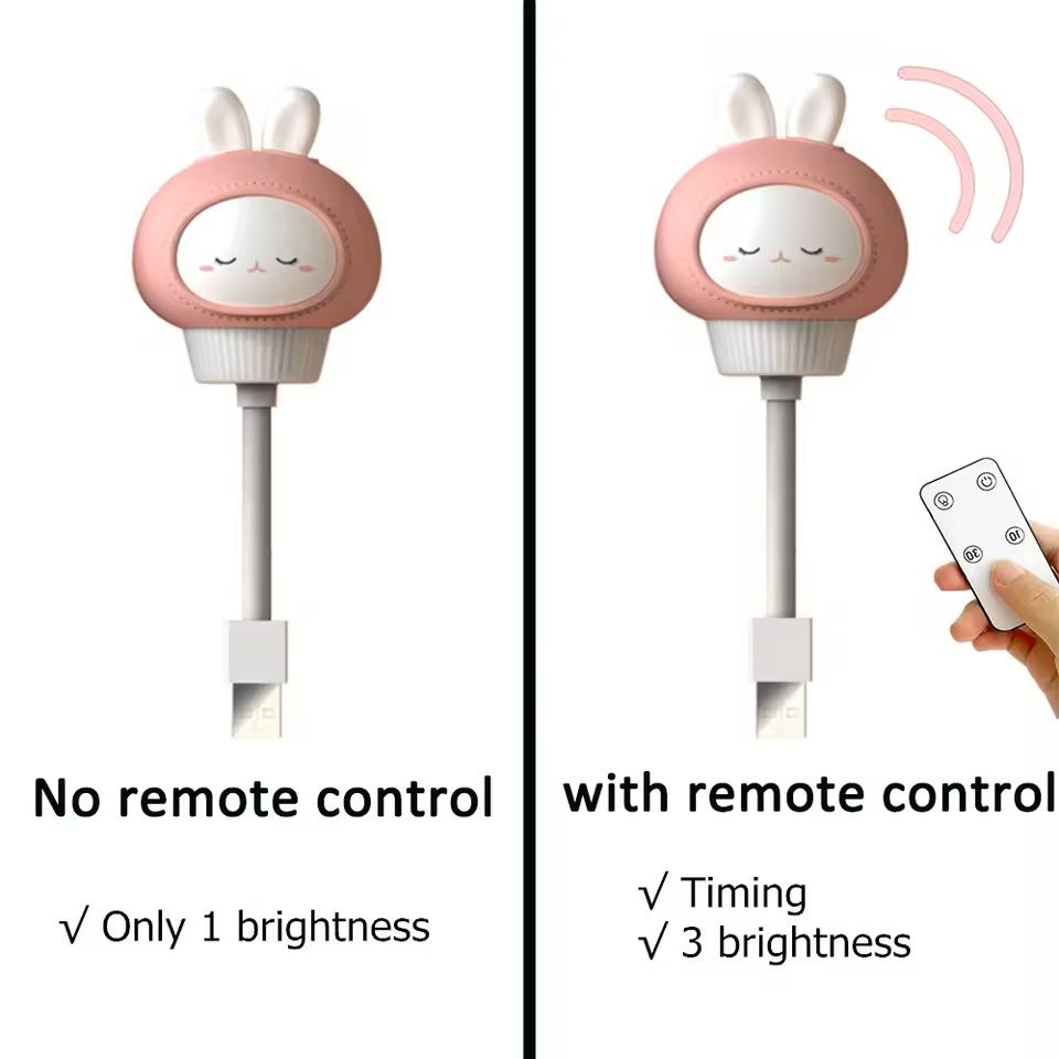 Cute USB Night Light with Remote Control for Kids Bedroom