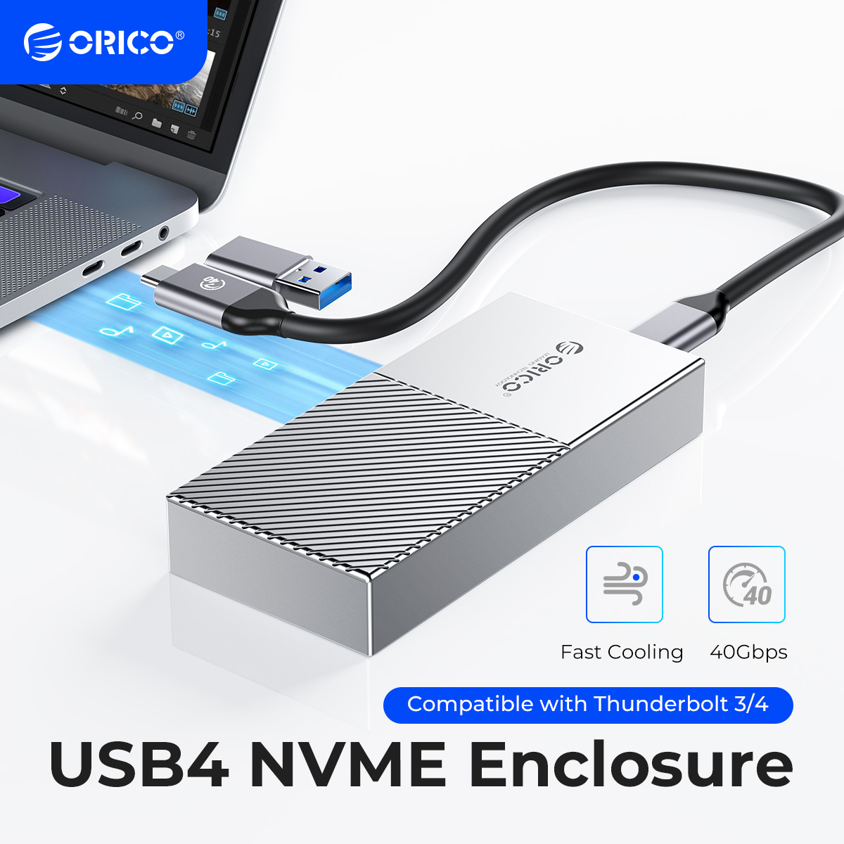 40Gbps M.2 SSD Enclosure, USB4 NVMe Aluminum Case, Thunderbolt 3/4 & USB-C Compatible for Ultra-Fast Data Transfer