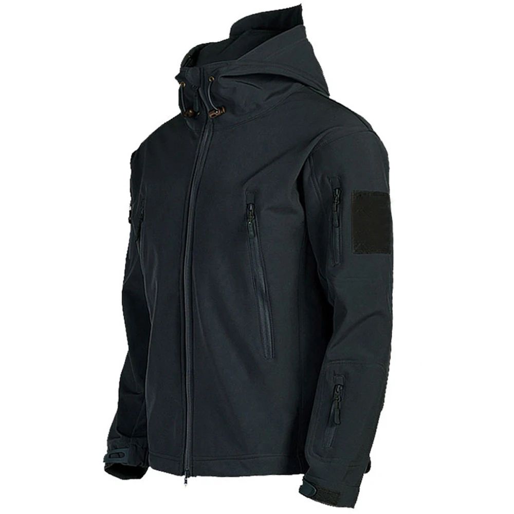Mens Tactical Soft Shell Jacket Windproof & Waterproof Army Combat Jacket with Hood