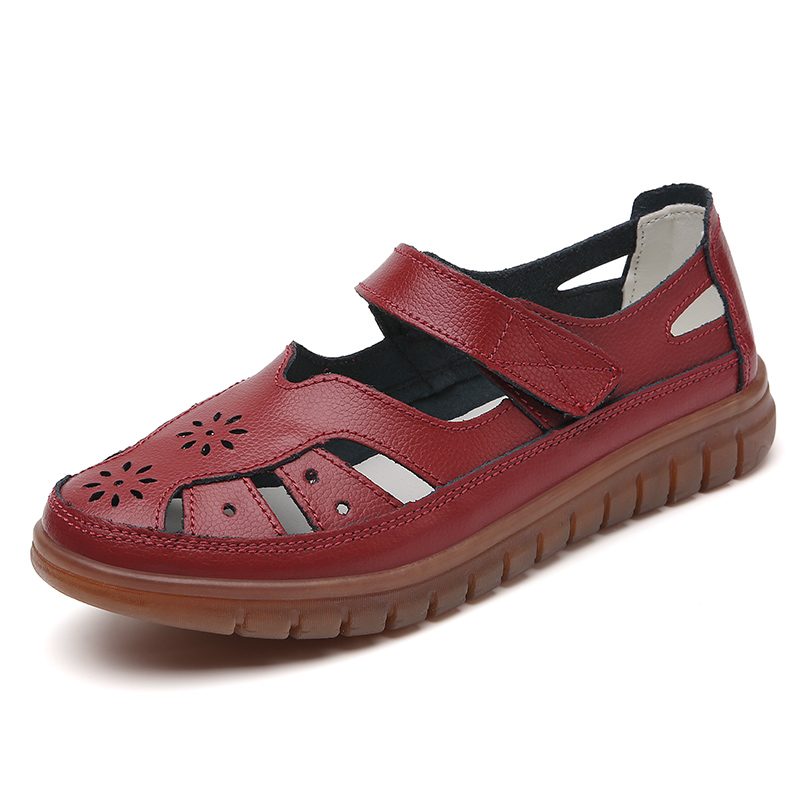Womens Summer Sandals, Breathable Leather Slippers, Fashion Non-Slip Casual Roman Shoes, Ladies Sandals on Sale