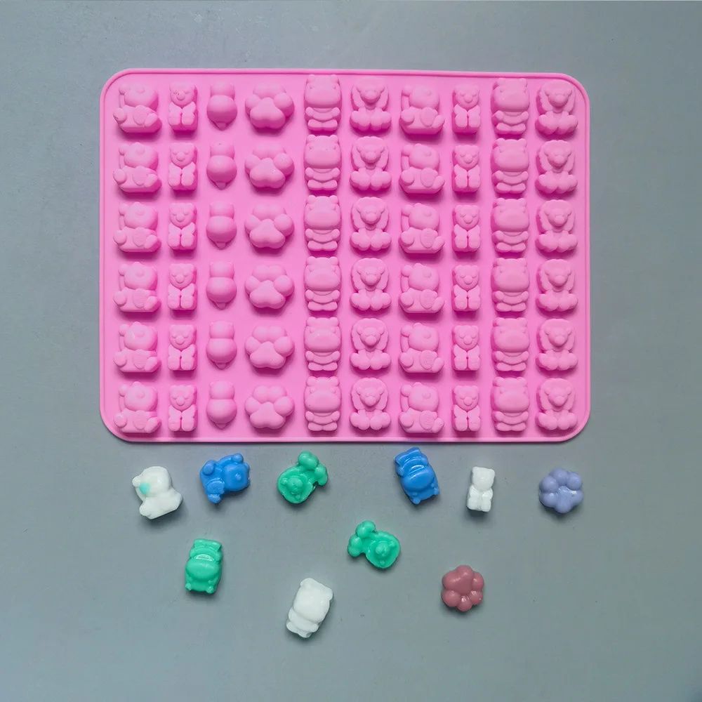 Premium 7-Piece Silicone Candy Molds & Gummy Molds Set with Droppers - Reusable Food-Grade Baking Trays