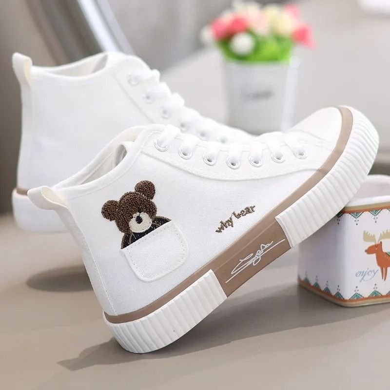 Womens Canvas High Top Sneakers Breathable Casual Shoes