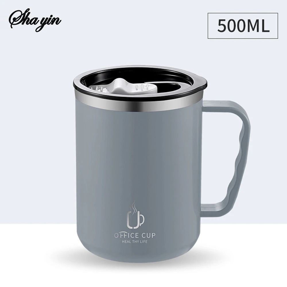 Stainless Steel Water Bottle Insulated Coffee Mug Double Wall Thermal Cup with Handle and Lid