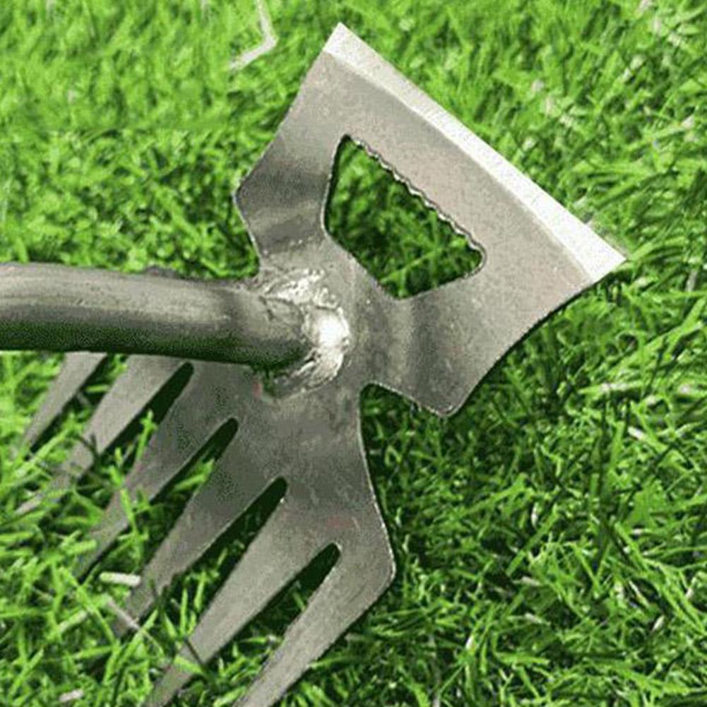 Heavy-Duty Garden Rake Weed Puller with Roots, Manganese Steel Digging Tool for Soil, Farm, and Agricultural Work