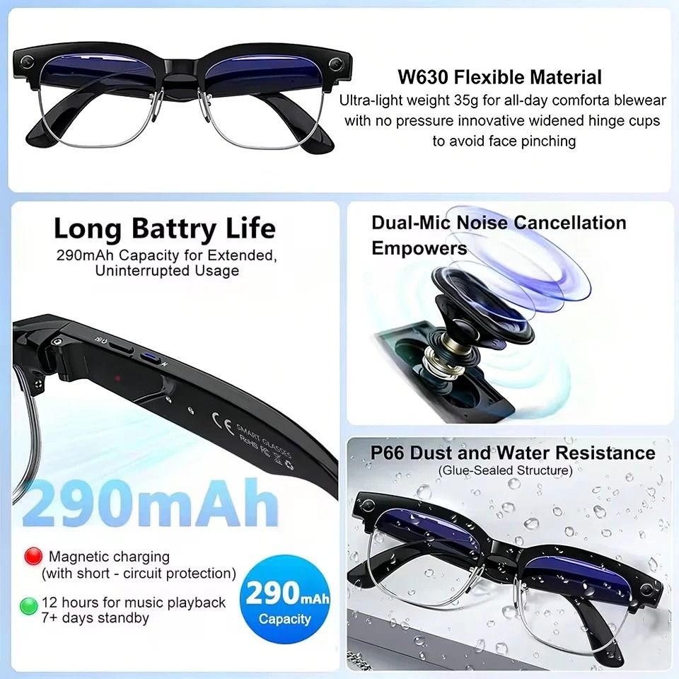 VisionLink AI Smart Glasses Camera Bluetooth Call Translation