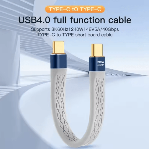 UltraSpeed 240W USB-C Cable – 40Gbps Fast Charging & 8K Data Transfer Flat Type-C Cord