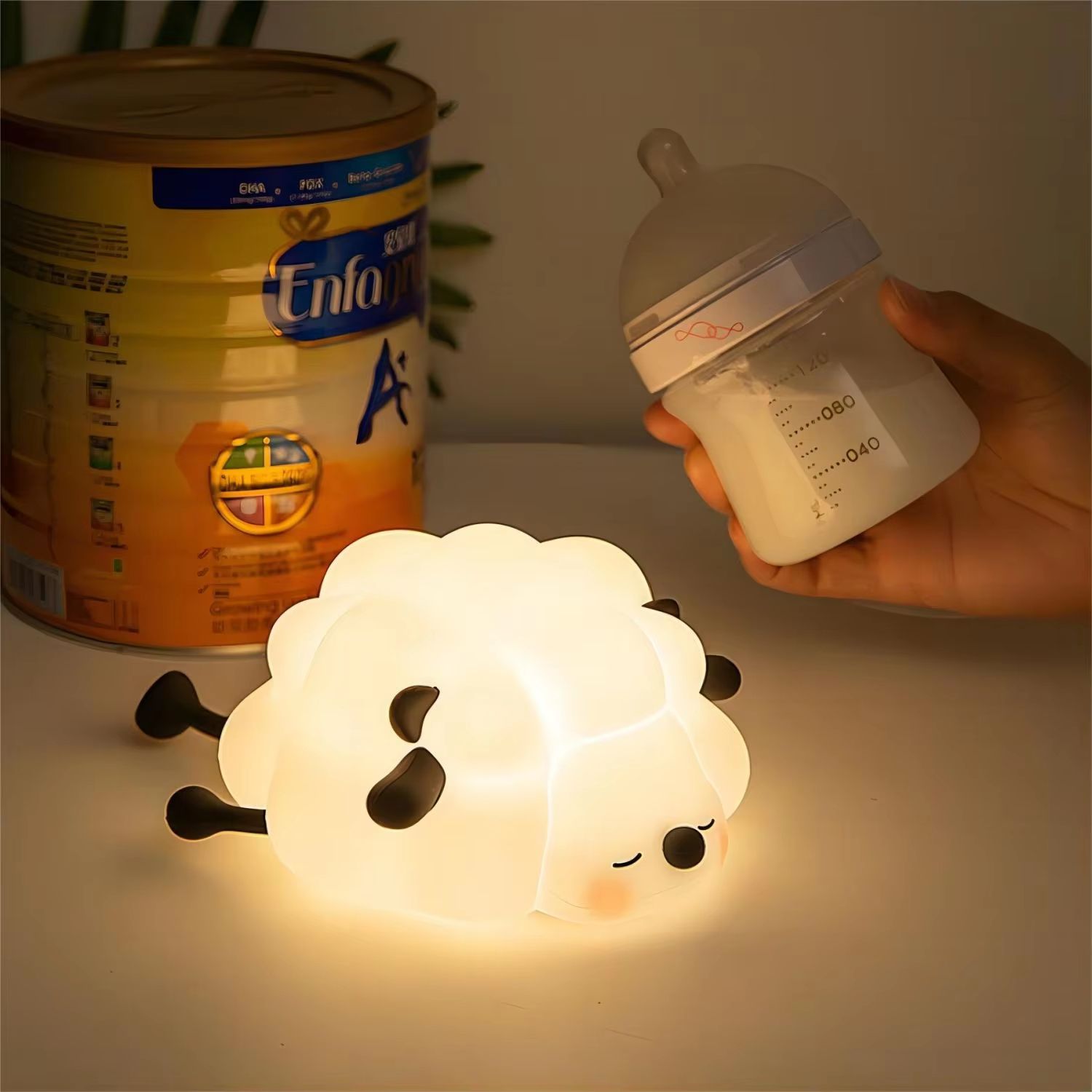 Cute Silicone Sheep Night Light – Rechargeable Kids Night Lamp with Timer & Dimming
