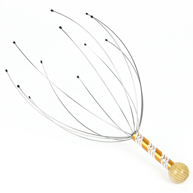 Stainless Steel Octopus Head Massager, Engraved Scalp Scratcher, Brain Relaxer, Itch Reliever, Massage Claw