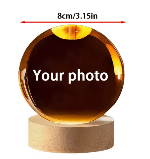 Personalized Custom Crystal Ball Night Light LED Photo Keepsake Lamp