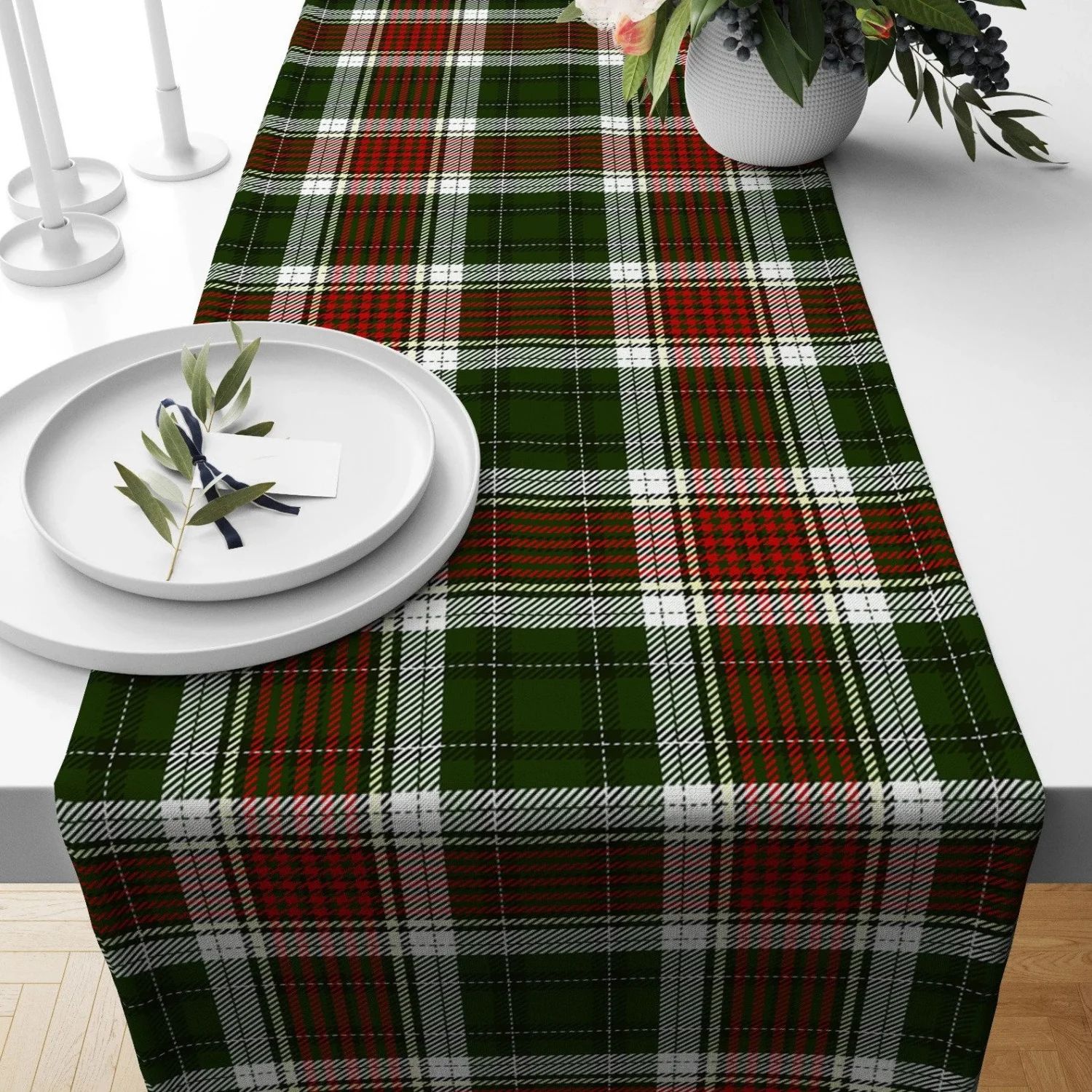 Red Green Plaid Christmas Table Runner