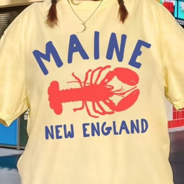 Maine Shirt, Lobster Shirt, Maine New England Shirt, Fisherman Aesthetic, Summer TShirt, Beach Shirt, Gift for Travel Lo