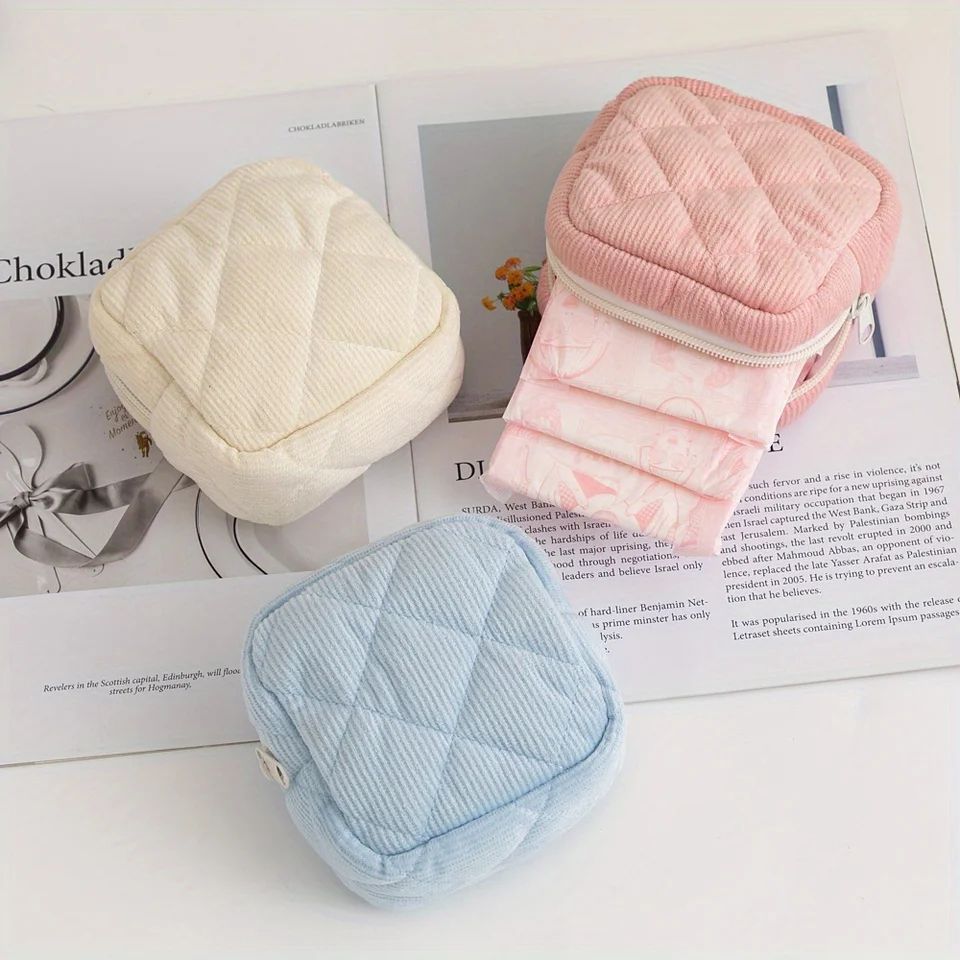 Women Sanitary Pad Storage Pouch – Large Capacity Travel Cosmetic & Coin Bag