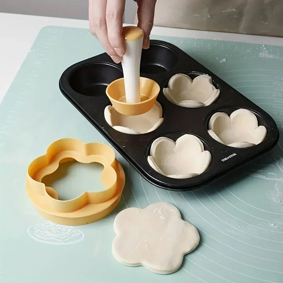 Pastry Dough Tamper Set, Flower Shaped Cutter, Cake Mold, Creative Cake Cup Presser, Biscuit Mold, Pie Tamper Kitchen