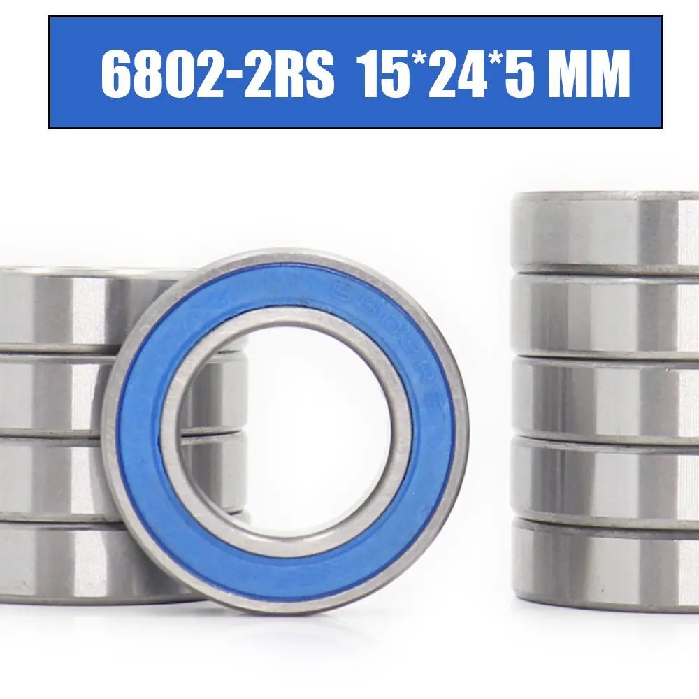 6802 MAX Bike Pivot Bearings 15x24x5mm (4-Pack) - Full-Ball Chrome Steel Sealed Suspension Bearings