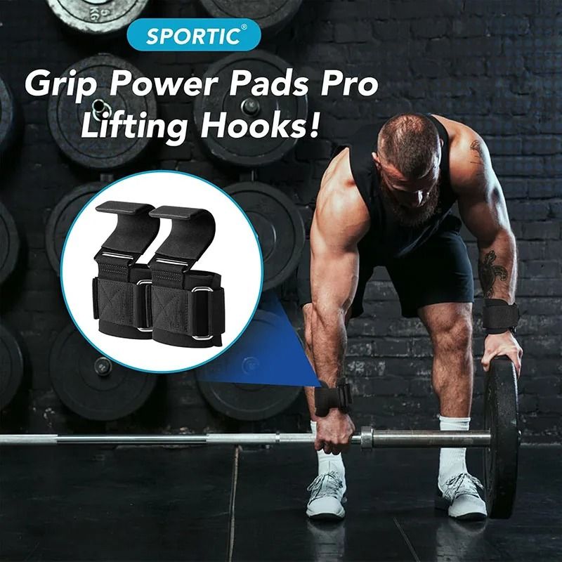 Heavy-Duty Weight Lifting Hook Grips with Integrated Wrist Wraps