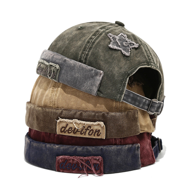 Vintage Brimless Docker Cap Adjustable Retro Cotton Beanie Hat