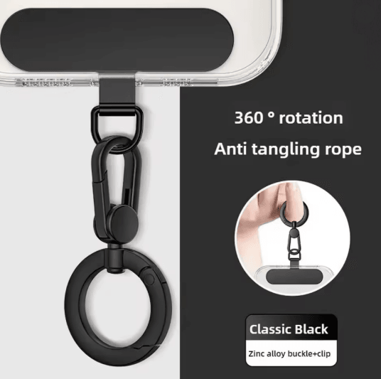 Metal Phone Lanyard Patch Rotatable Buckle Secure Hanging Clip