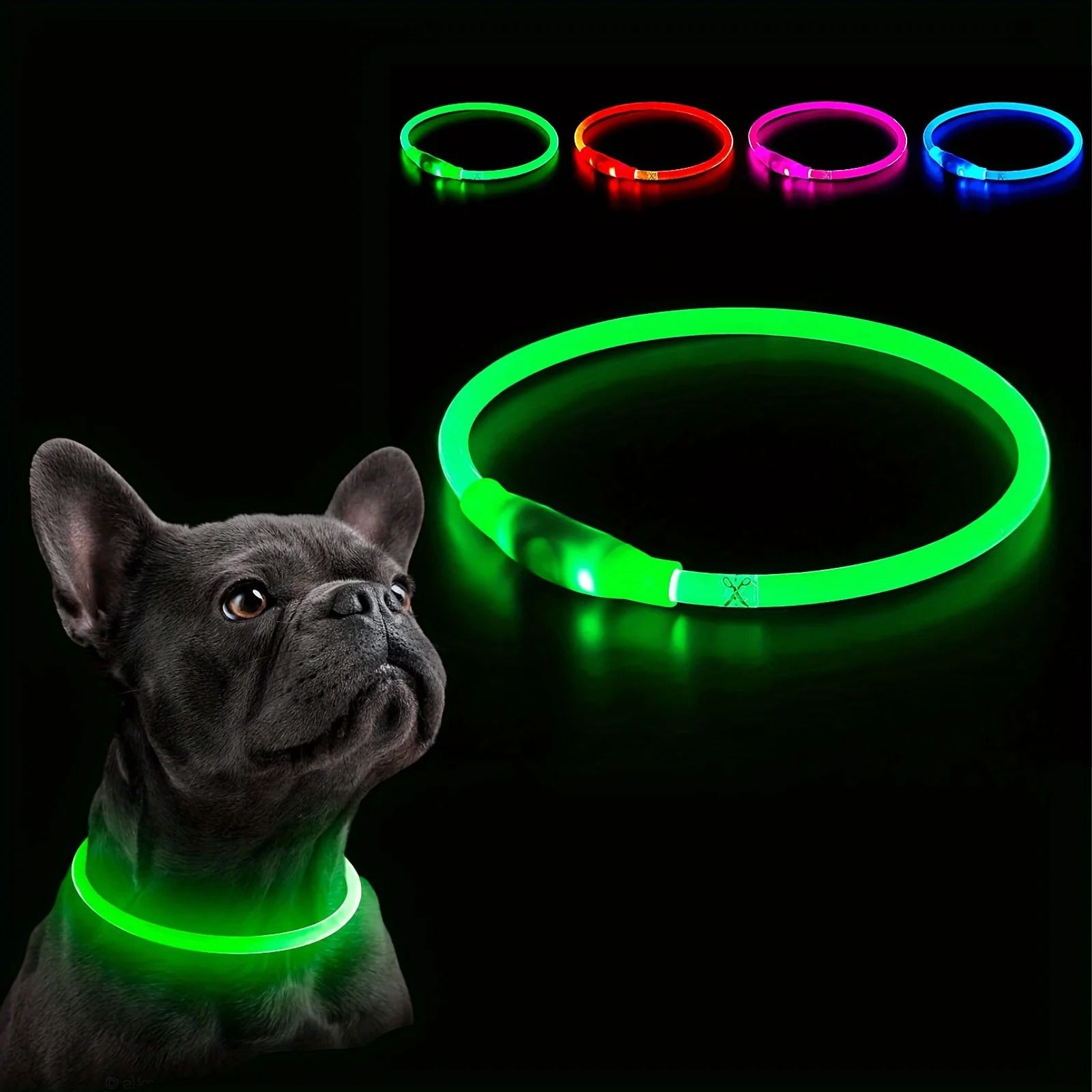 Pet Dog LED Light Collar Luminous Anti Lost USB Rechargeable Necklace