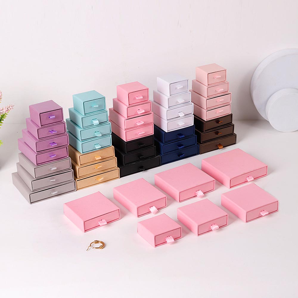 Paper Jewelry Gift Box For Necklace Ring Earrings Bracelet Stud Organizer Wedding Favors Jewellery Packaging Sack
