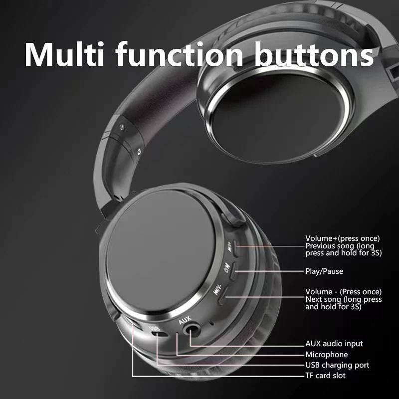 Metal Design Wireless Bluetooth Headphones HiFi Stereo Headset
